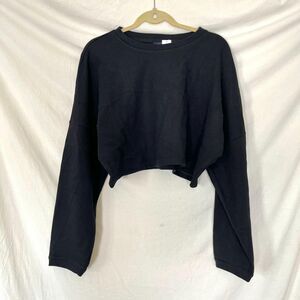 GAP Black Cropped Boxy Wide Cotton Crewneck Sweater M/L